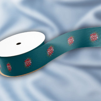 Custom Logo Pattern Teal Promotional 1.5" Grosgrain Ribbon