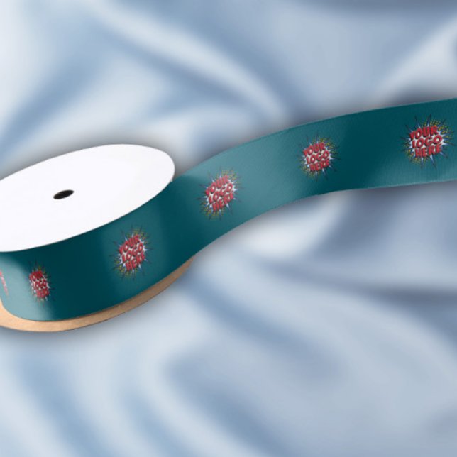 Custom Logo Pattern Teal Promotional 1.5" Satin Ribbon (Creator Uploaded)