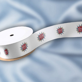 Custom Logo Pattern White Promotional 1.5" Satin Ribbon