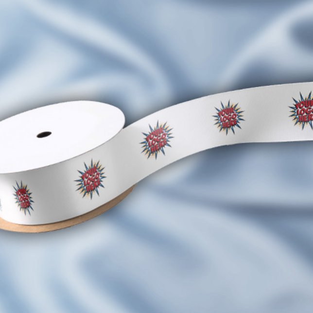 Custom Logo Pattern White Promotional 1.5" Satin Ribbon (Creator Uploaded)