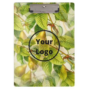 Custom logo pears and leaves pattern clipboard