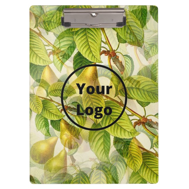 Custom logo pears and leaves pattern clipboard (Front)