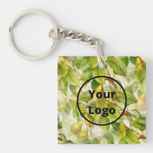 Custom logo pears and leaves pattern key ring