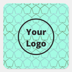Custom logo pentagons on blue square sticker