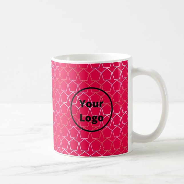 Custom logo pentagons on pink coffee mug (Right)