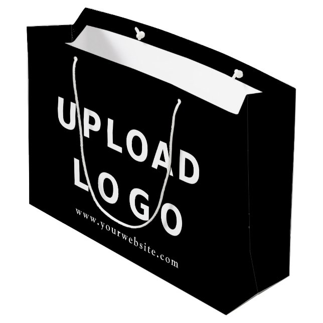 Custom Logo Personalised Business Modern Black Large Gift Bag (Back Angled)