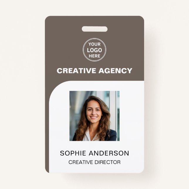 Custom Logo Photo Bar Code Employee Staff Name ID Badge (Front)