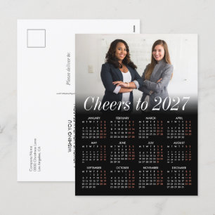 Custom Logo Photo Black Calendar 2027 Business Holiday Postcard