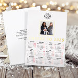 Custom Logo Photo Clean White Minimalist Business Foil Holiday Card<br><div class="desc">*REAL GOLD FOIL* Elevate your holiday greetings with our Sleek, Modern Clean White Minimalist Custom Square Photo and Logo Business Holiday Flat Card Calendar with gold foil elements cheers text and gold frame around the photo. This sophisticated vertical design allows you to feature both a favourite team photo and your...</div>