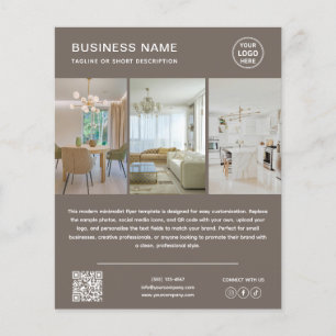 Custom Logo Photo Modern Taupe Business Flyer