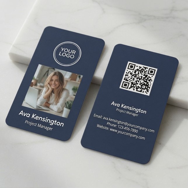 Custom Logo Photo QR Code Business Card (Creator Uploaded)
