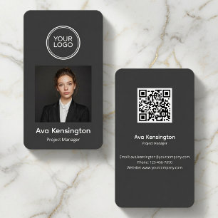 Custom Logo Photo QR Code Modern Business Card