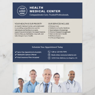 Custom Logo Photo QR Healthcare Clinic Doctor Flyer