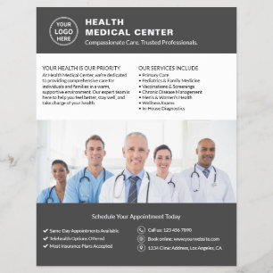Custom Logo Photo QR Healthcare Clinic Doctor Flyer