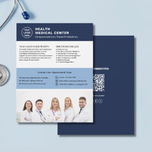 Custom Logo Photo QR Healthcare Clinic Doctor Flyer