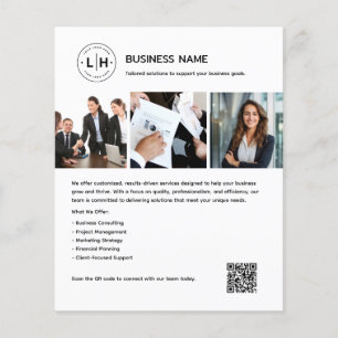 Custom Logo Photo QR Professional White Business Flyer