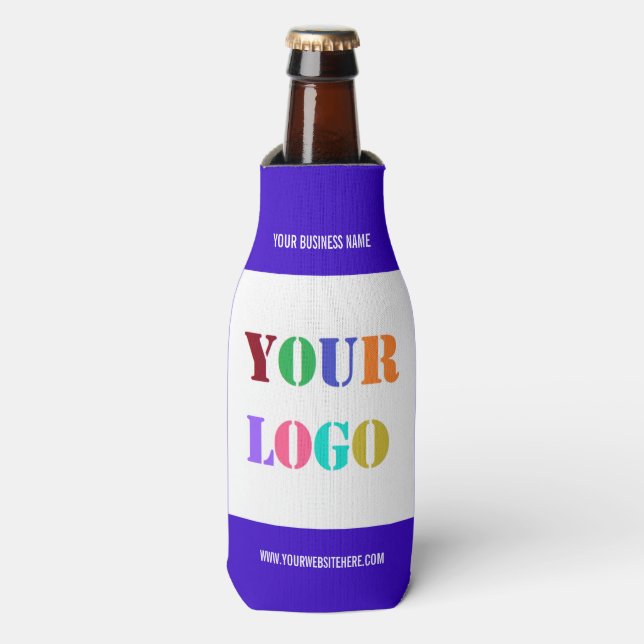 Custom Logo Photo Text Bottle Cooler - Your Colors (Bottle Front)