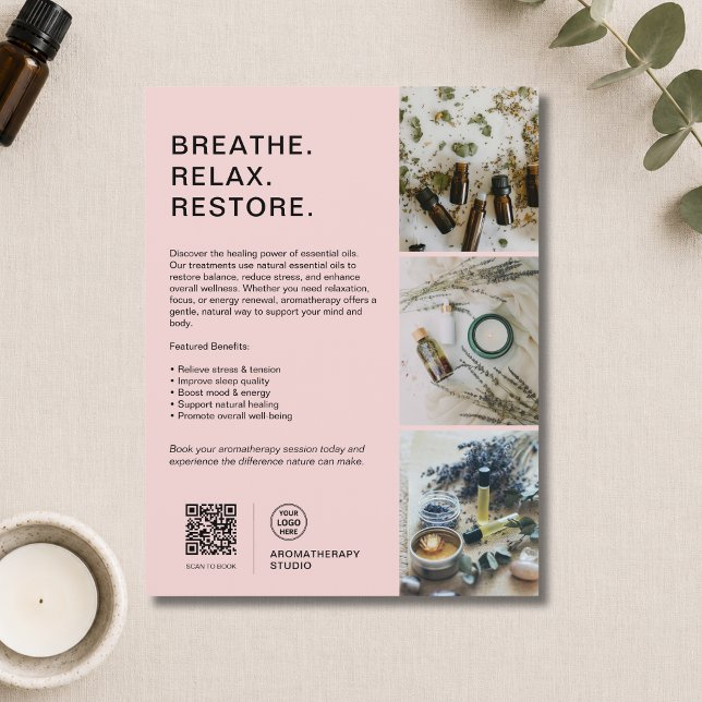 Custom Logo Pink Aromatherapy Spa Business  Flyer (Custom Logo Pink Aromatherapy Spa Business Flyer)