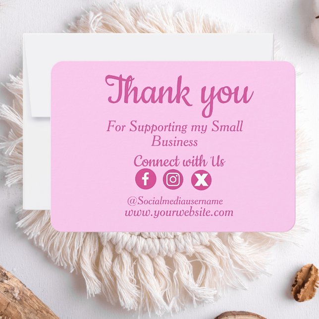 Custom Logo Pink Business Thank you card (Creator Uploaded)