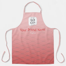 Custom Logo Pink Dusty Red Japanese Wave Apron