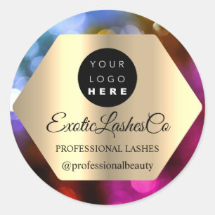 Custom Logo Pink Gold Name Instagra Social Unique Classic Round Sticker