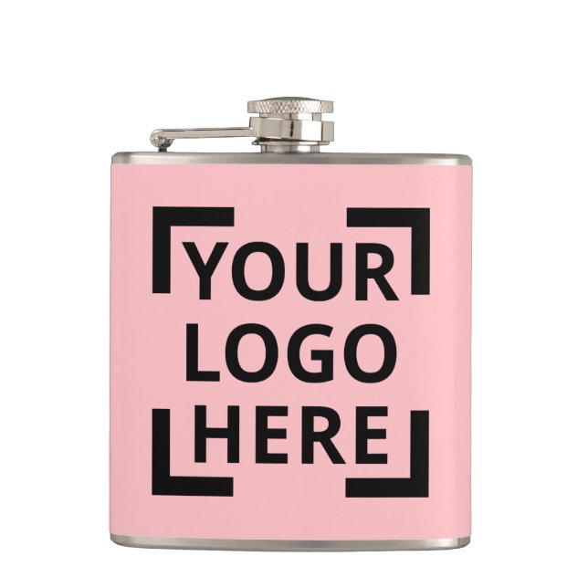 Custom Logo Pink Hip Flask (Front)