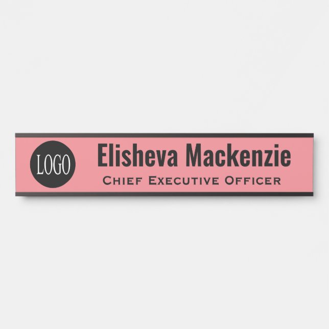 Custom Logo Pink Office Door Name Plate Sign  (Front)