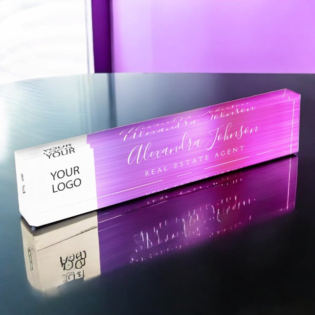 Custom Logo Pink Purple Elegant Professional Nameplate (Creator Uploaded)