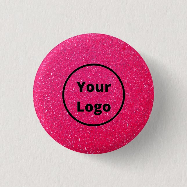 Custom logo pink rough surface print 3 cm round badge (Front)