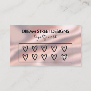 Custom Logo Pink Silk Hearts Loyalty Card