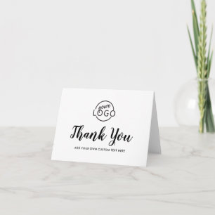 Custom logo pretty script business thank you cards