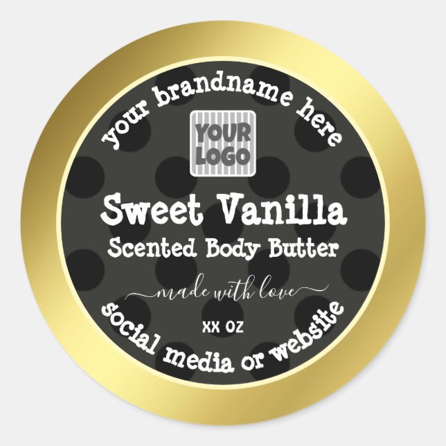 Custom Logo Product Packaging Labels Gold Black (Front)