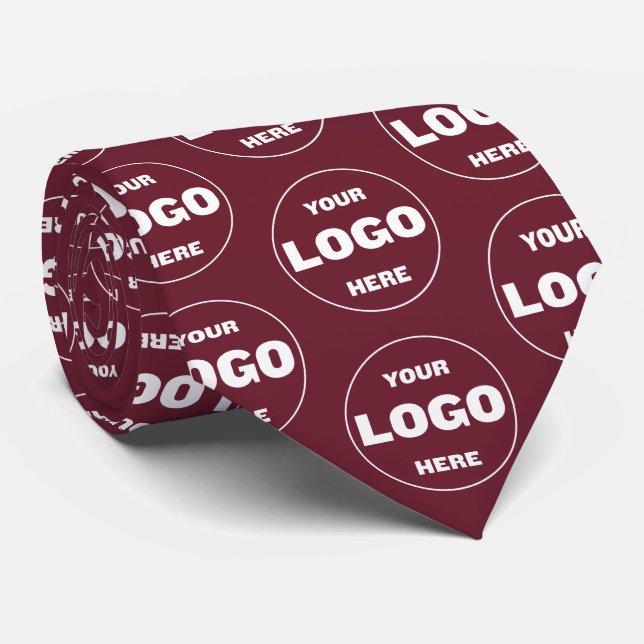 Custom Logo - Professional Branded Burgundy Wine Tie (Rolled)