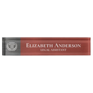 Custom Logo Professional Executive Red Grey Nameplate