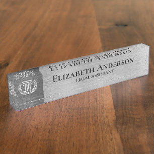 Custom Logo Professional Executive Silver Nameplate