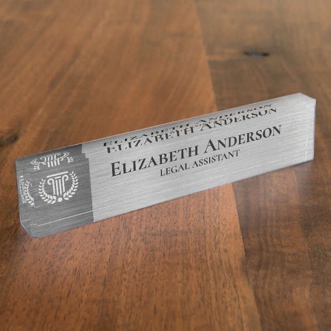 Custom Logo Professional Executive Silver Nameplate (Side)