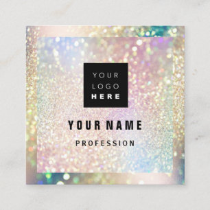 Custom Logo Professional MAKEUP ARTIST GLITTER Square Business Card