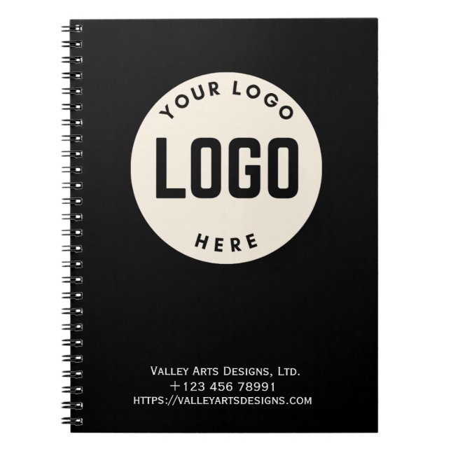 Custom Logo Promotional Notebook, Black  Notebook (Front)