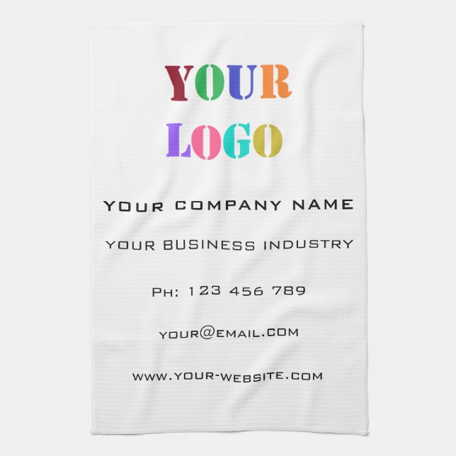Custom Logo Promotional Personalised Your Business Tea Towel (Vertical)