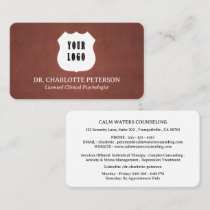 Custom Logo Psychologist Psychotherapy Brown Business Card