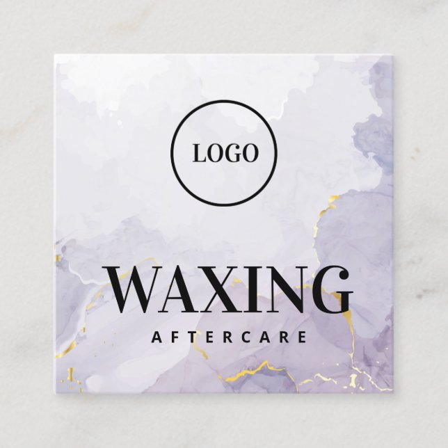 Custom Logo Purple Waxing Aftercare  Square Business Card (Front)