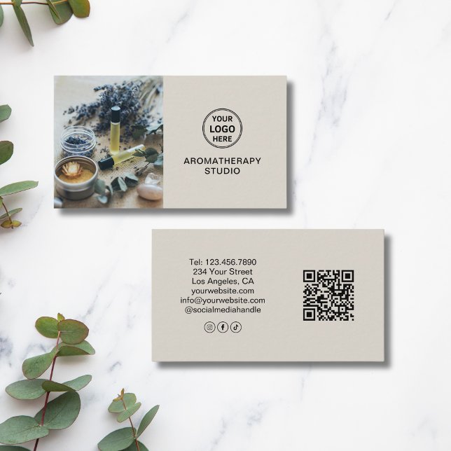 Custom Logo QR Aromatherapy Spa Professional Business Card (Custom Logo QR Aromatherapy Spa Professional Business Card)