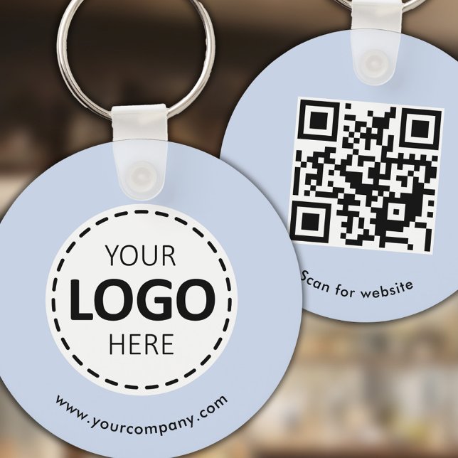 Custom Logo, QR code and Text, Baby Blue Key Ring (Creator Uploaded)