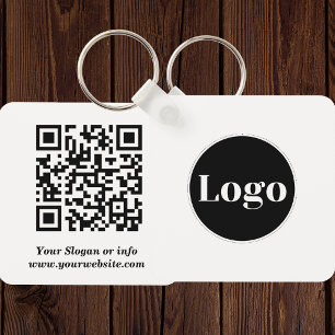 Custom Logo Qr Code and Text Double sided Key Ring