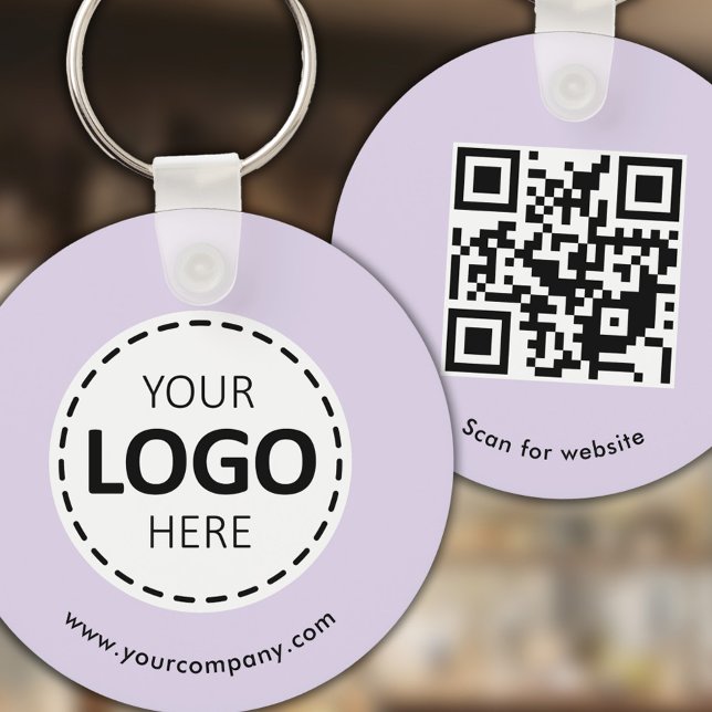 Custom Logo, QR code and Text, Lavender Purple Key Ring (Creator Uploaded)