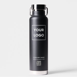 Custom Logo QR Code and Text on 2 Sides Black Water Bottle