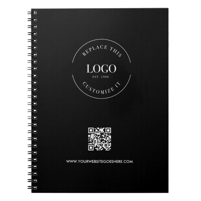 Custom Logo QR Code Black Corporate Business Notebook (Front)