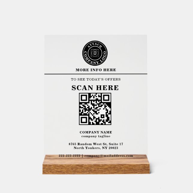 Custom Logo QR Code Business Promo Display (Front)
