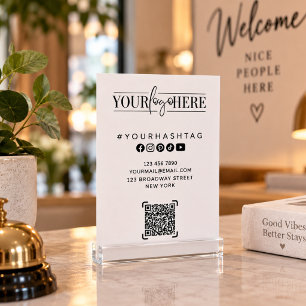 Custom Logo QR Code Business White Table Card