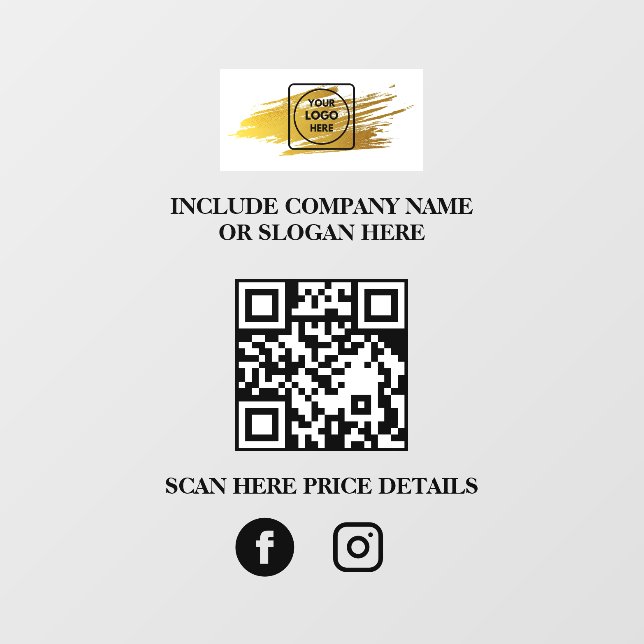 Custom Logo QR Code Business Window Sign Menu (Sheet)